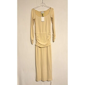 Reformation Dress Medium Cream Long Bodycon Soft Stretch New